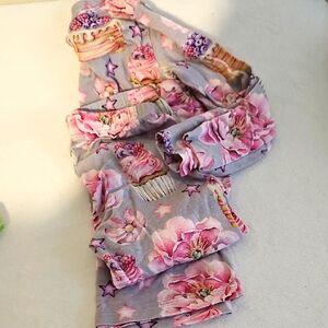 Floral Cupcake bamboo lev baby 6-12m pj set long sleeve